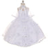 Rain Kids Little Girls White Embroidered Organza Cape Bows Baptism Dress 3-5 - SophiasStyle.com